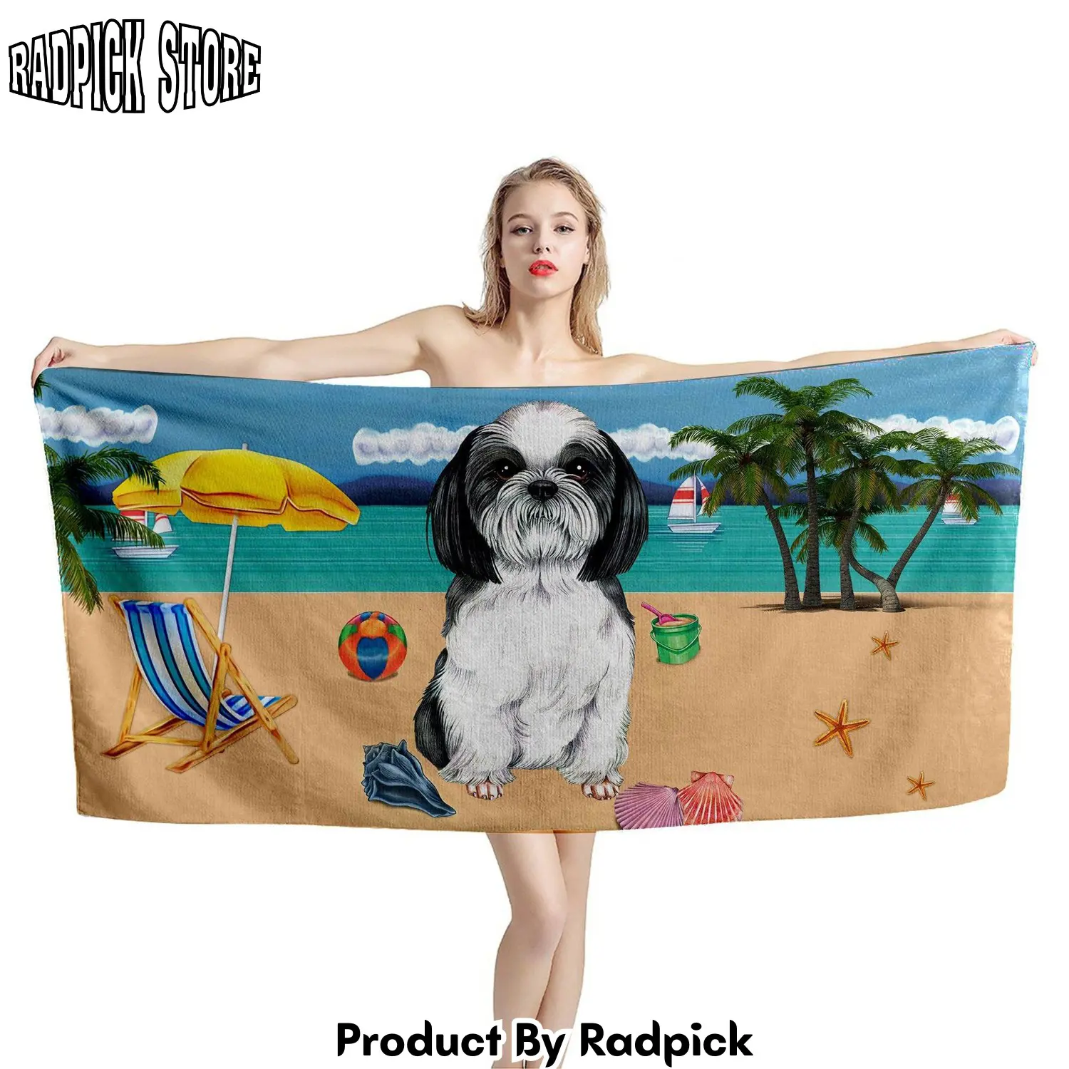 3d shih tzu dog custom beach towel rp88714